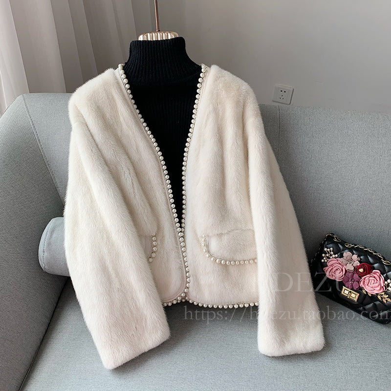 2021 new pattern velvet Mink skin overcoat female Whole mink Import Female mink fashion Celebrity mink leather and fur loose coat have cash less than that is registered in the accounts